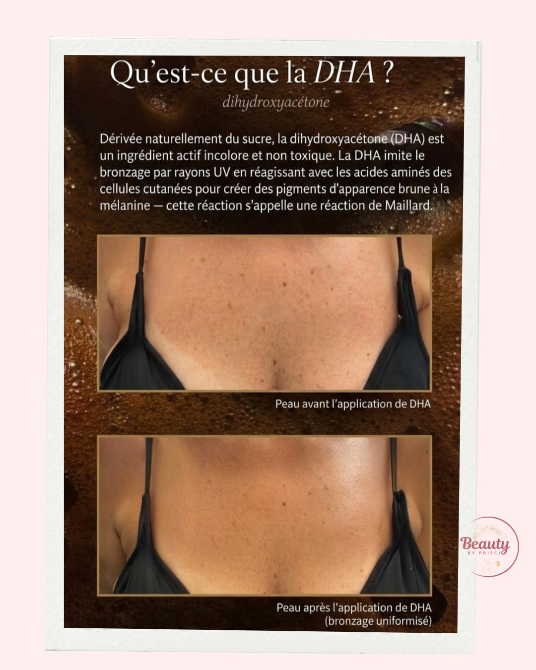 Explication de la DHA et comparaison de peau avant et après application